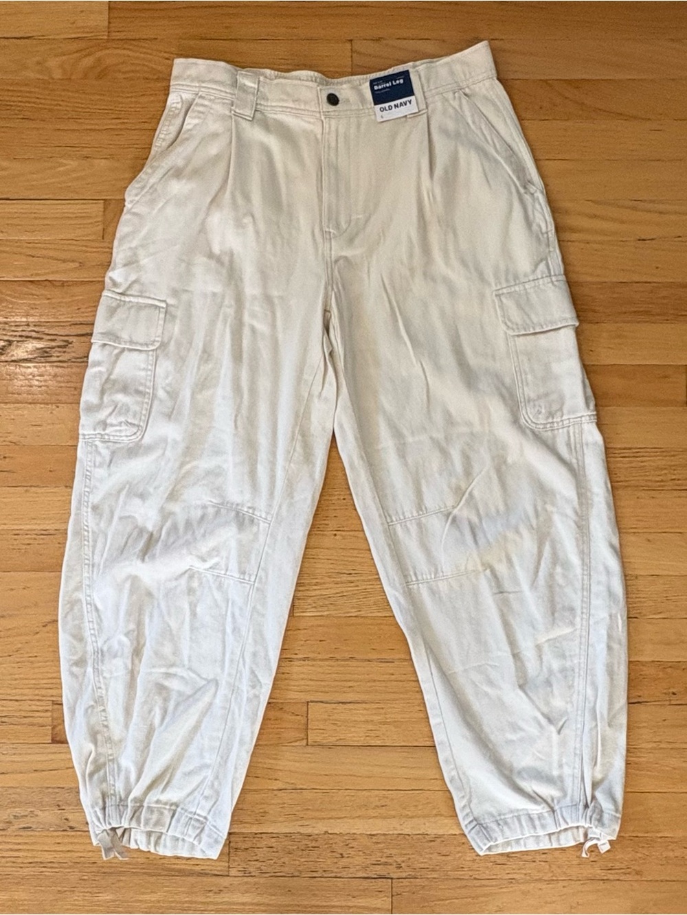 Old Navy Off-White Barrel Leg Cargo Pants ~ Large